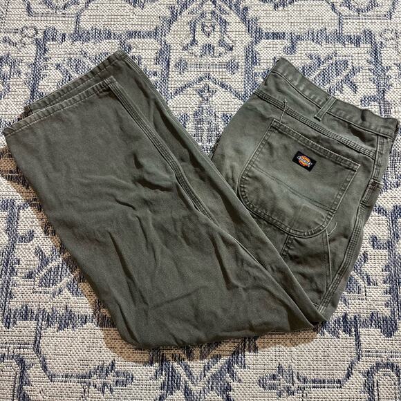 VTG Y2K Green Dickies Carpenter Work Pants SZ 38 x 29 Wide Leg - Picture 1 of 7